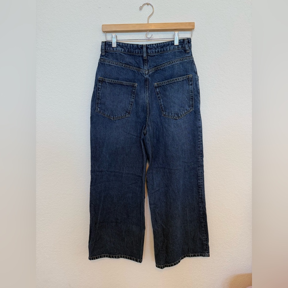 Reformation Jeans Wide Leg Dark Wash Cropped Size 29 - Picture 3 of 7
